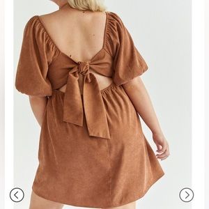 Francesca's Collections Brown Tie-Back Mini Dress